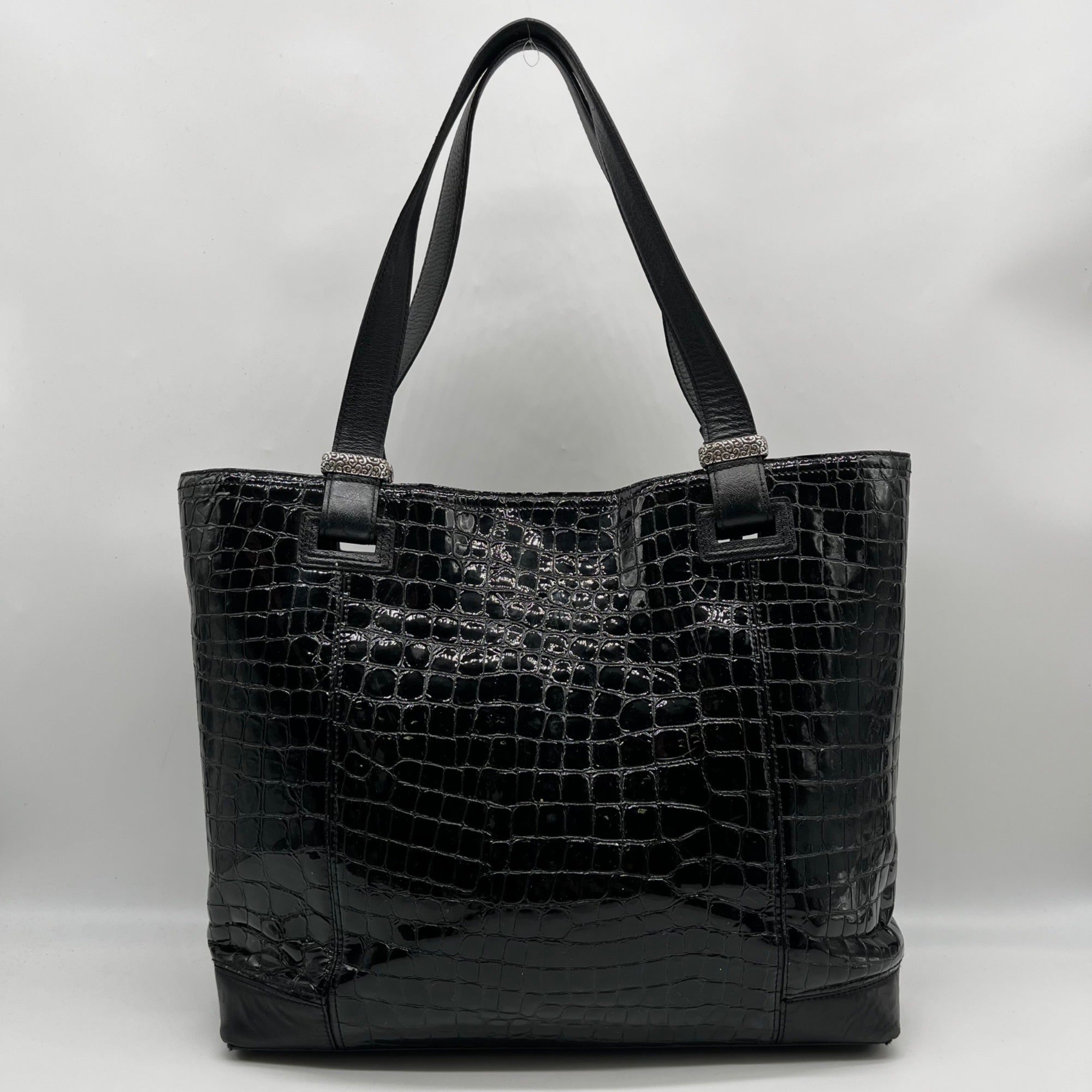 Brighton Black Patent Leather Jetson Laptop Tote Bag