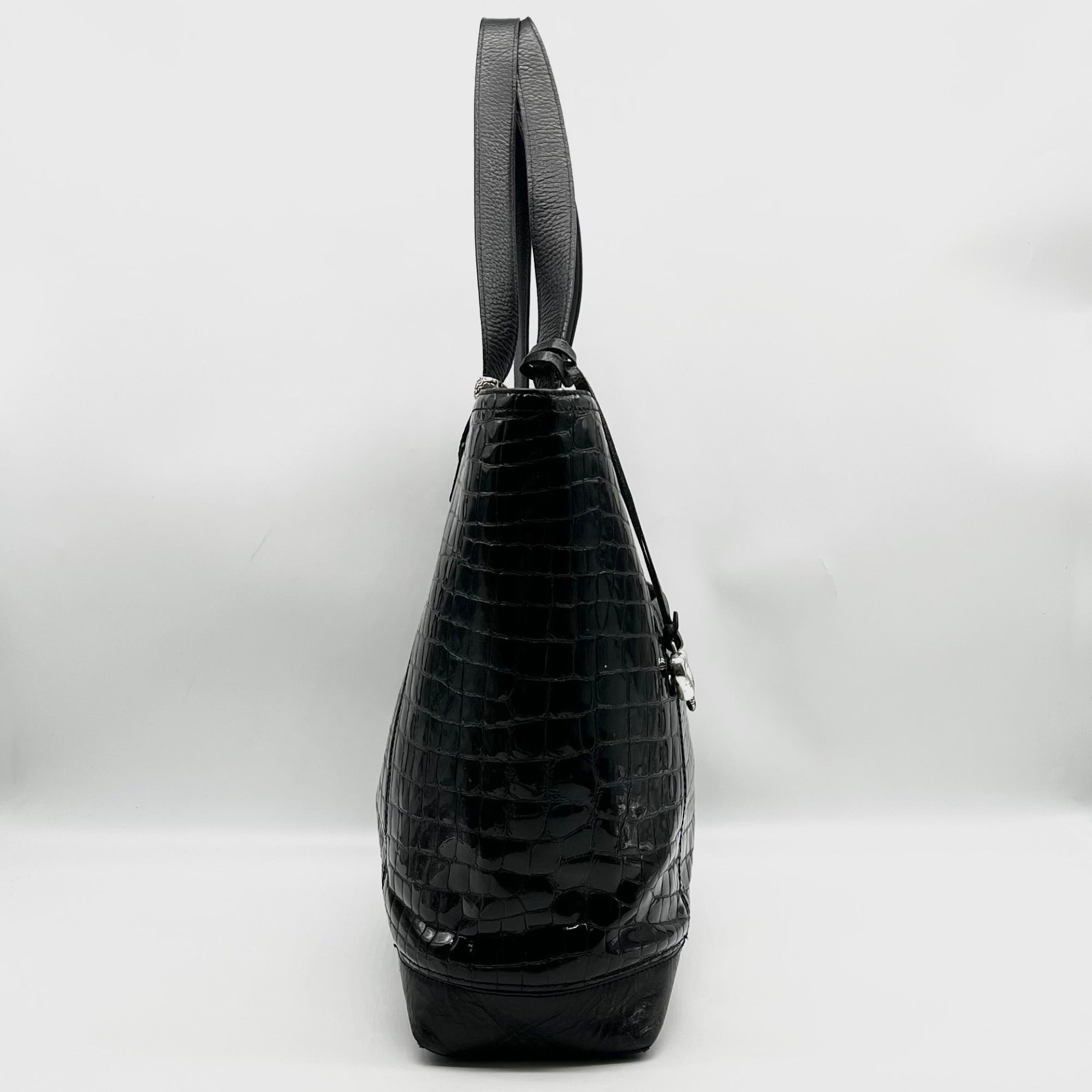 Brighton Black Patent Leather Jetson Laptop Tote Bag