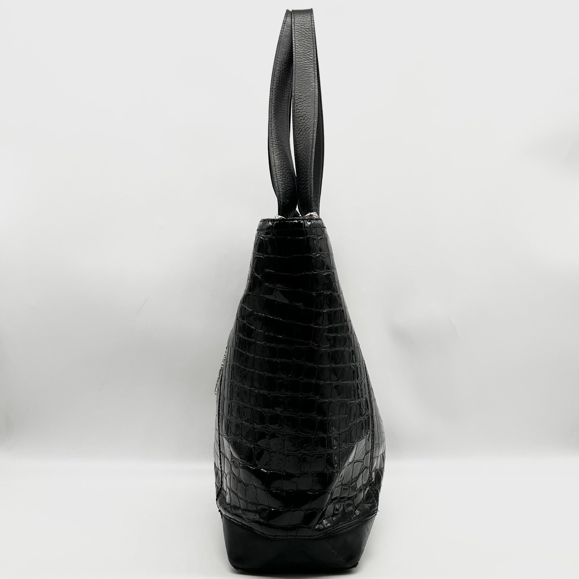Brighton Black Patent Leather Jetson Laptop Tote Bag