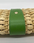 Kate Spade Brown And Green Straw Wicker Ava Clutch