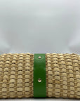 Kate Spade Brown And Green Straw Wicker Ava Clutch
