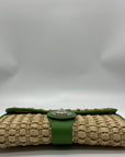 Kate Spade Brown And Green Straw Wicker Ava Clutch
