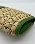 Kate Spade Brown And Green Straw Wicker Ava Clutch