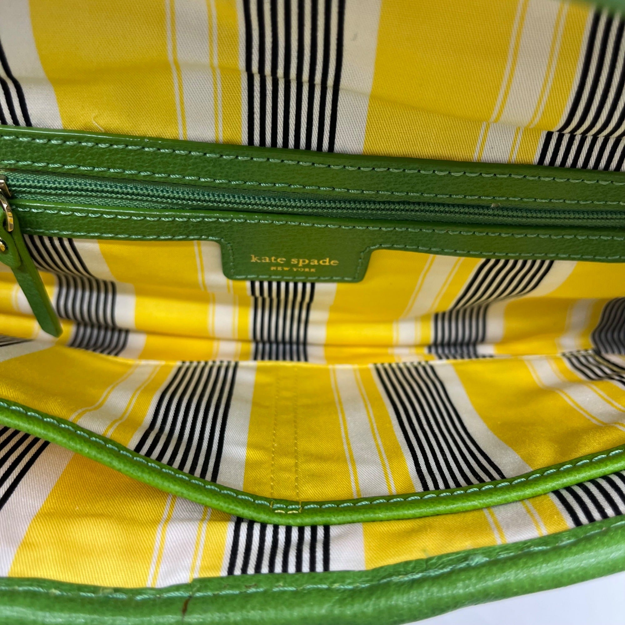 Kate Spade Brown And Green Straw Wicker Ava Clutch