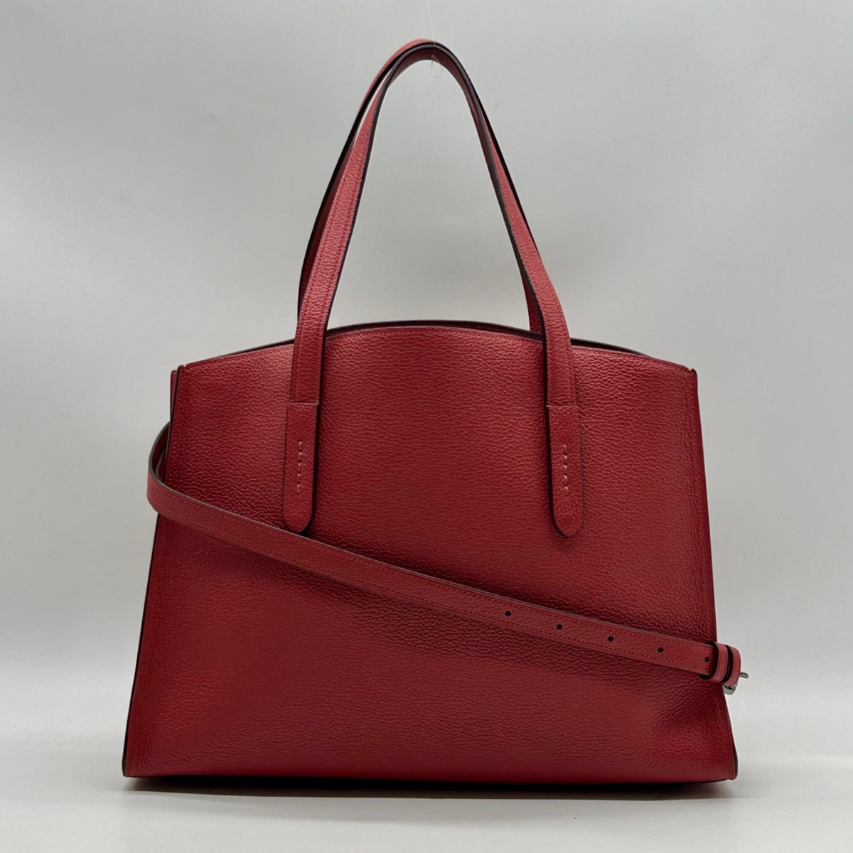 Coach Red Pebbled Leather Charlie Carryall Bag 25137