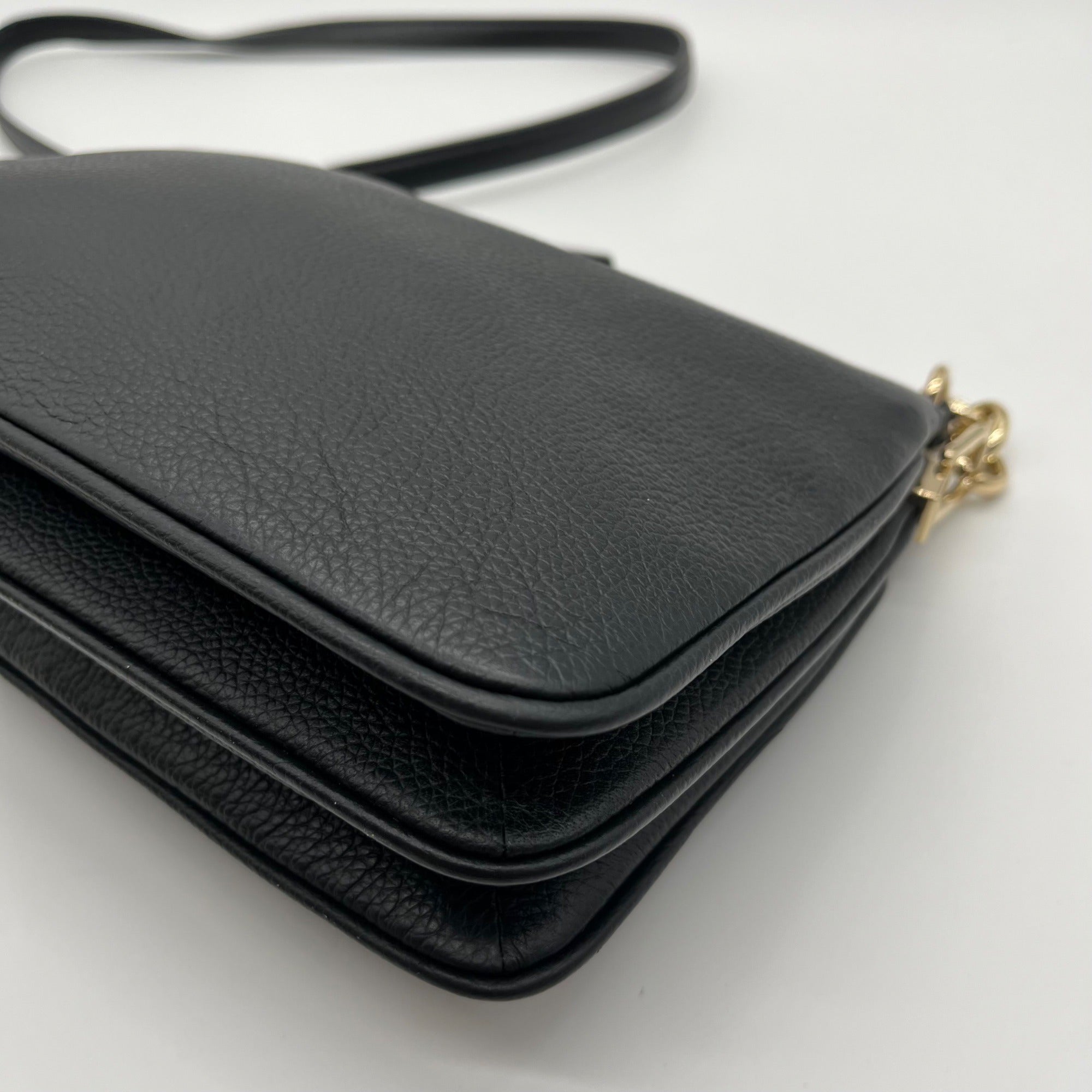Kate Spade Black Leather Triple Gusset Crossbody Bag