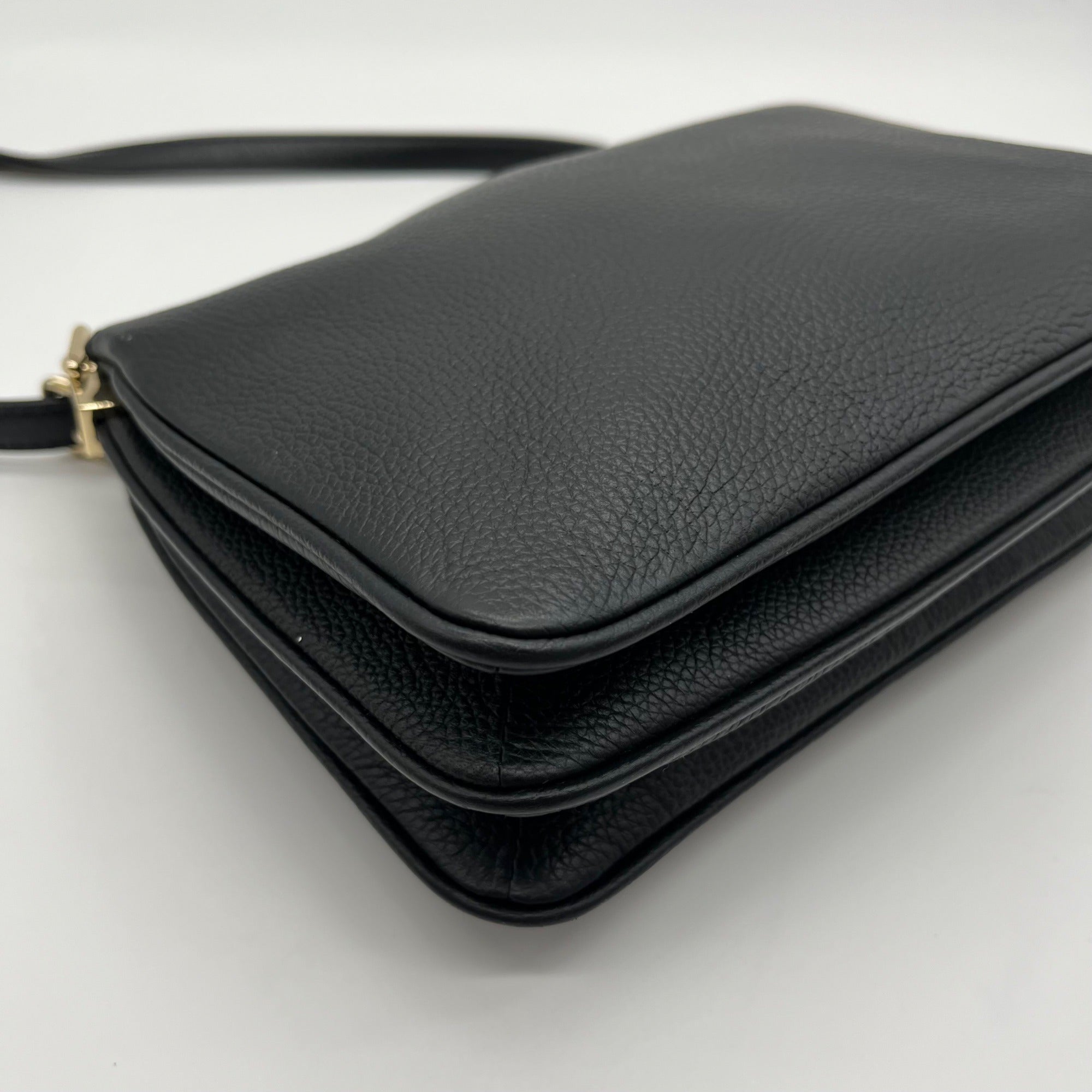 Kate Spade Black Leather Triple Gusset Crossbody Bag