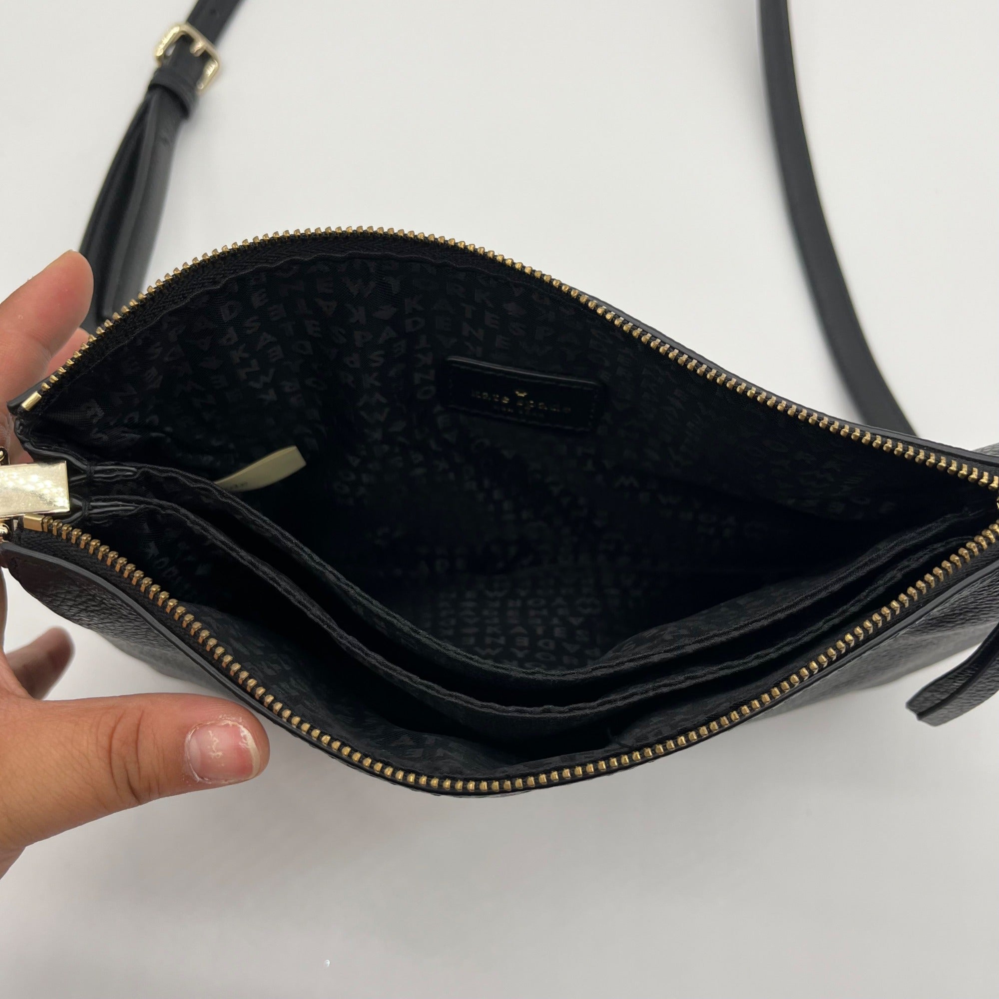 Kate Spade Black Leather Triple Gusset Crossbody Bag