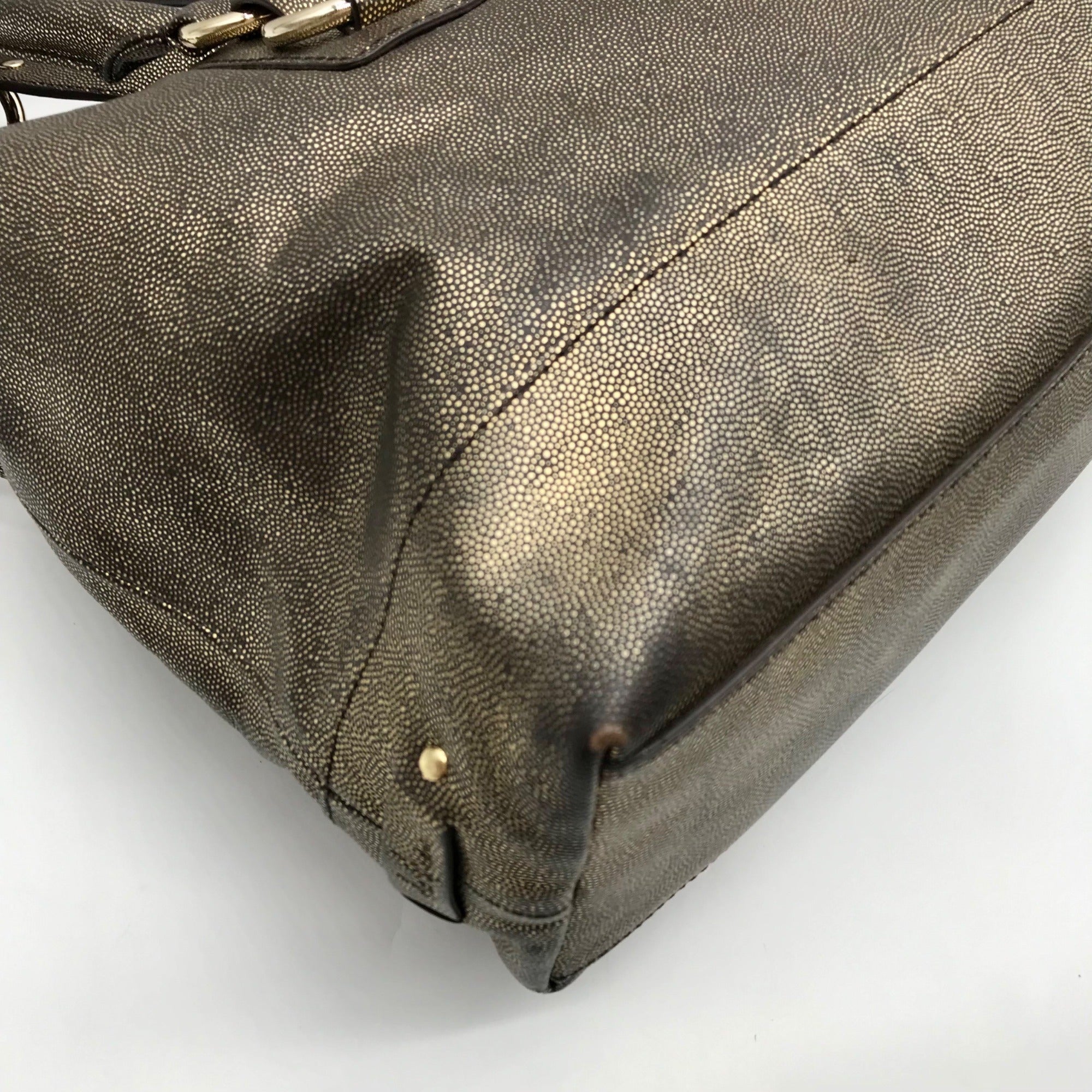 Cole Haan Metallic Bronze Leather Convertible Satchel