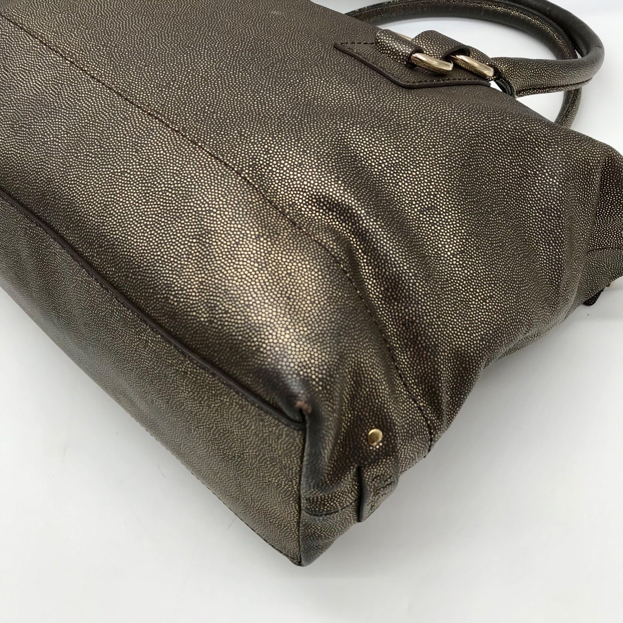 Cole Haan Metallic Bronze Leather Convertible Satchel