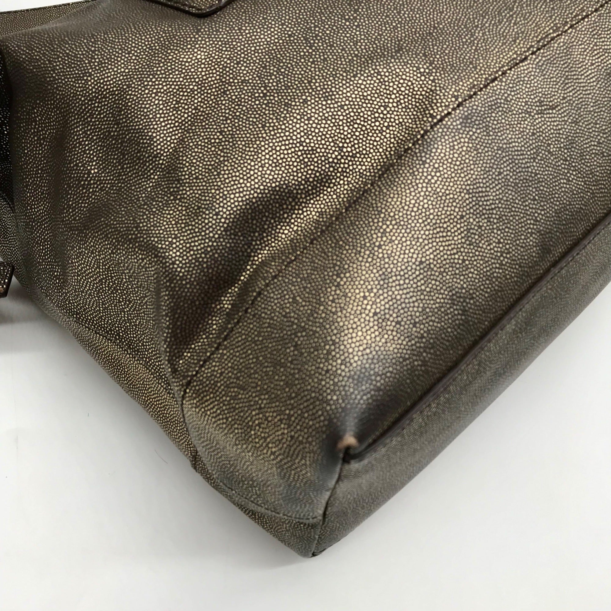 Cole Haan Metallic Bronze Leather Convertible Satchel