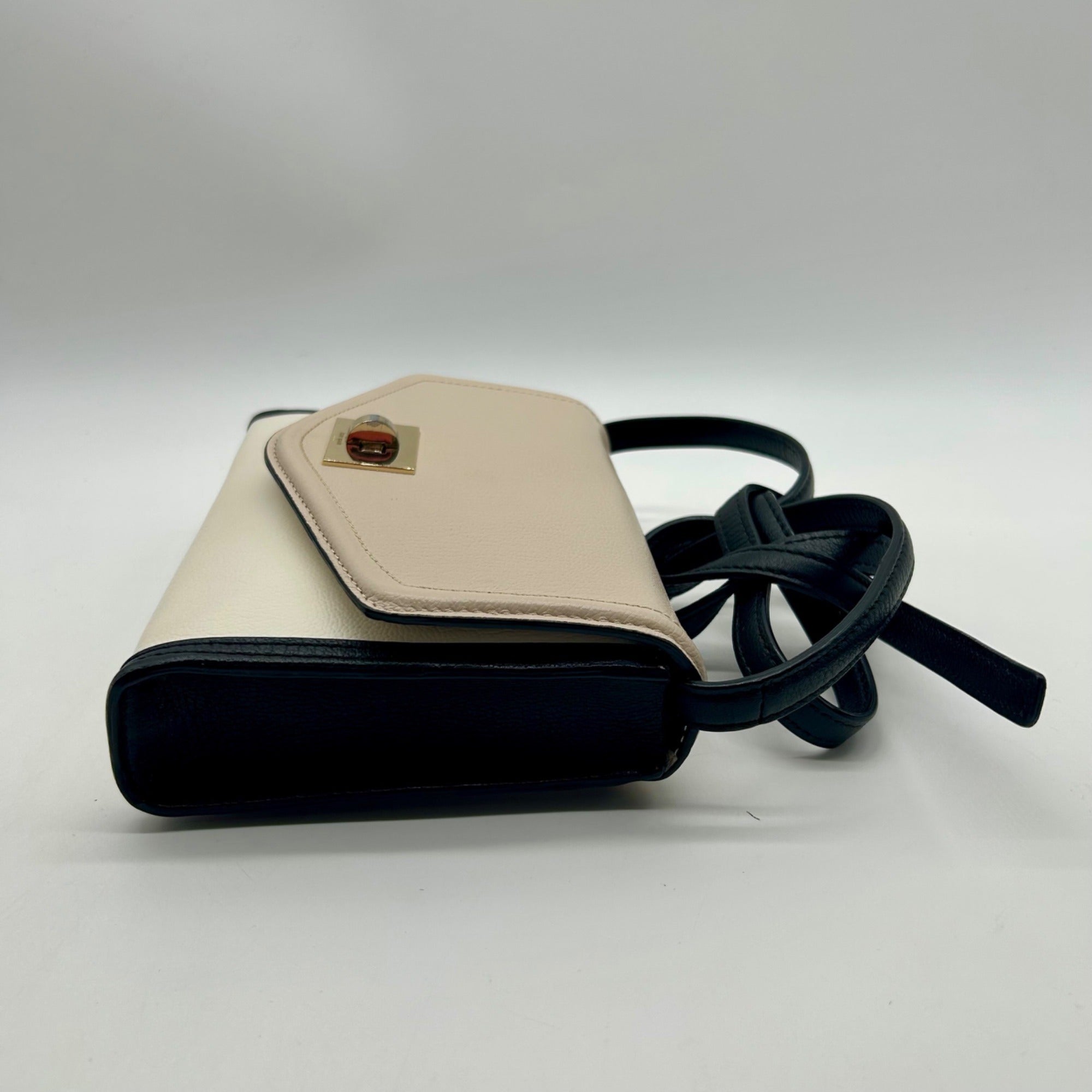 Kate Spade Cream &amp; Black Leather Envelope Crossbody Bag