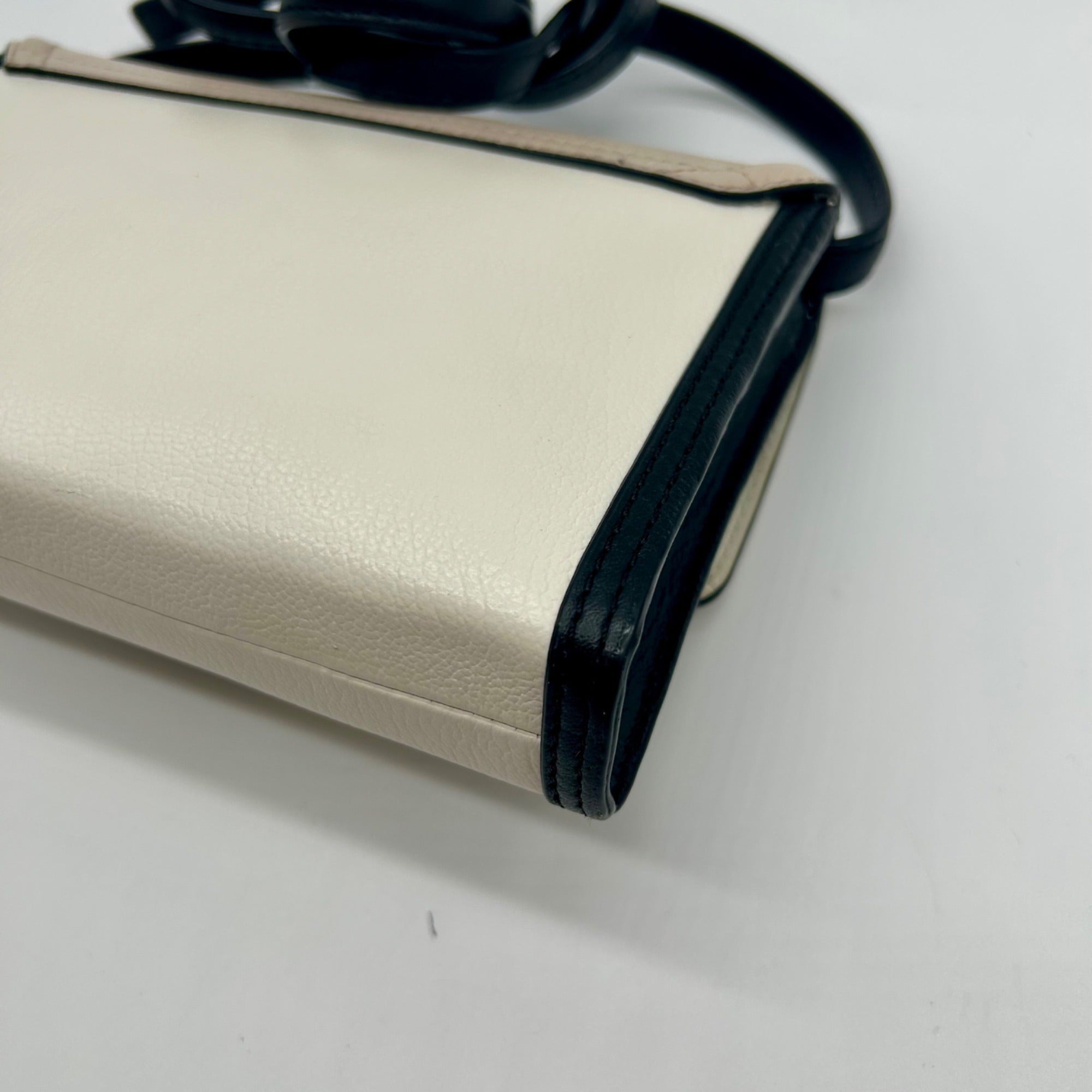 Kate Spade Cream &amp; Black Leather Envelope Crossbody Bag