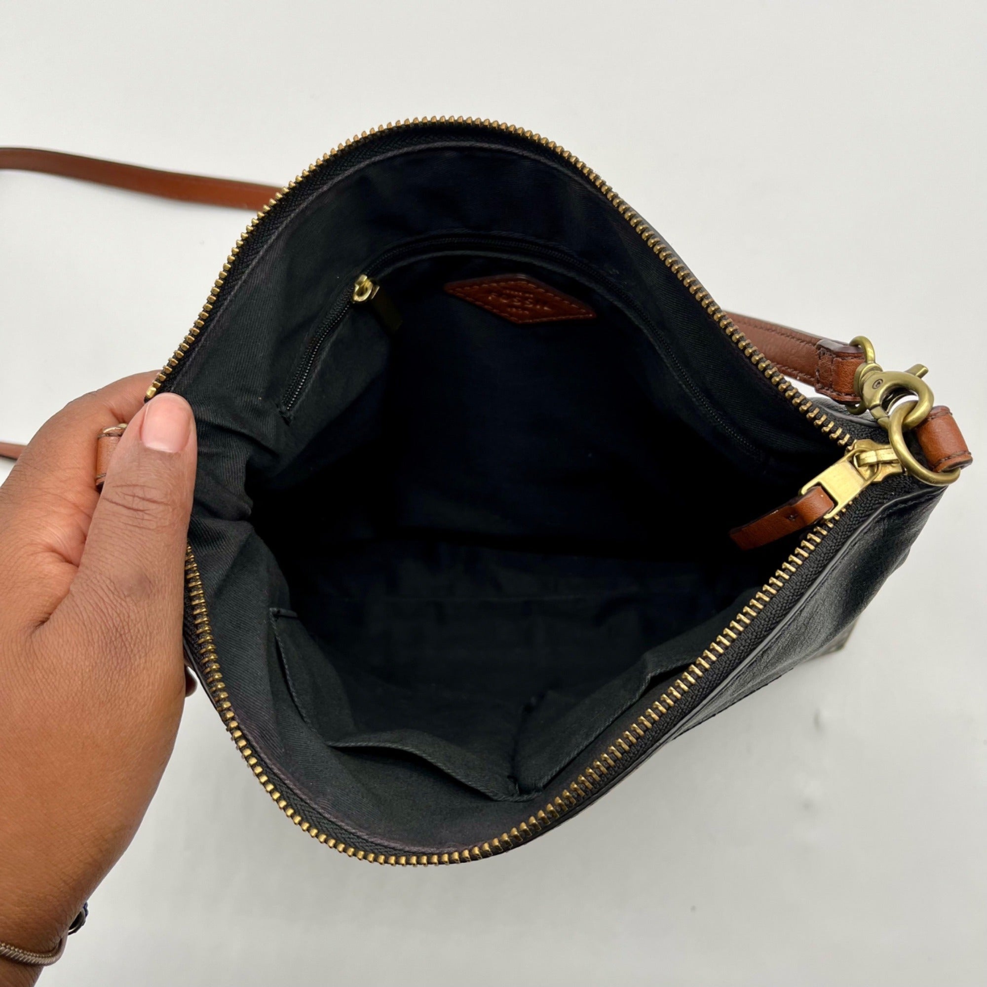 Fossil Black Fiona Striped Crossbody Bag