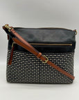 Fossil Black Fiona Striped Crossbody Bag