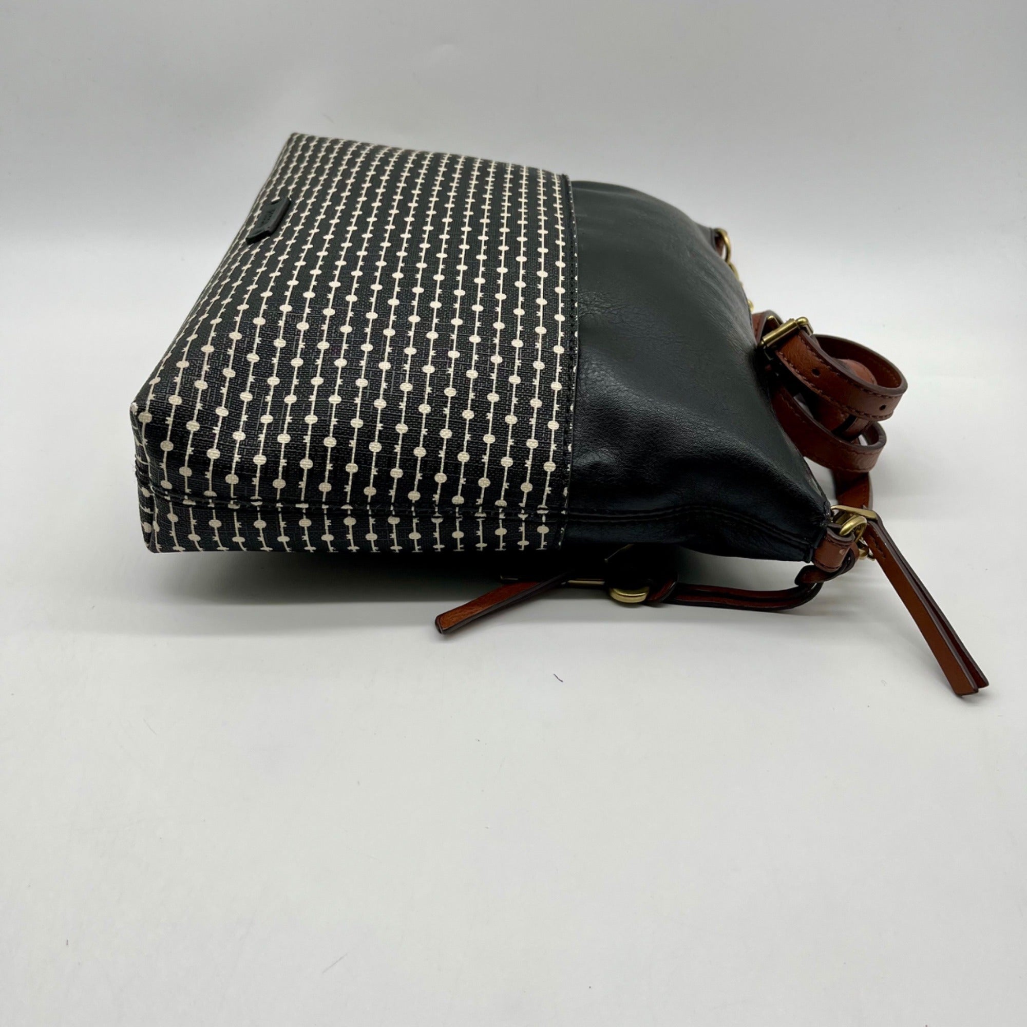 Fossil Black Fiona Striped Crossbody Bag