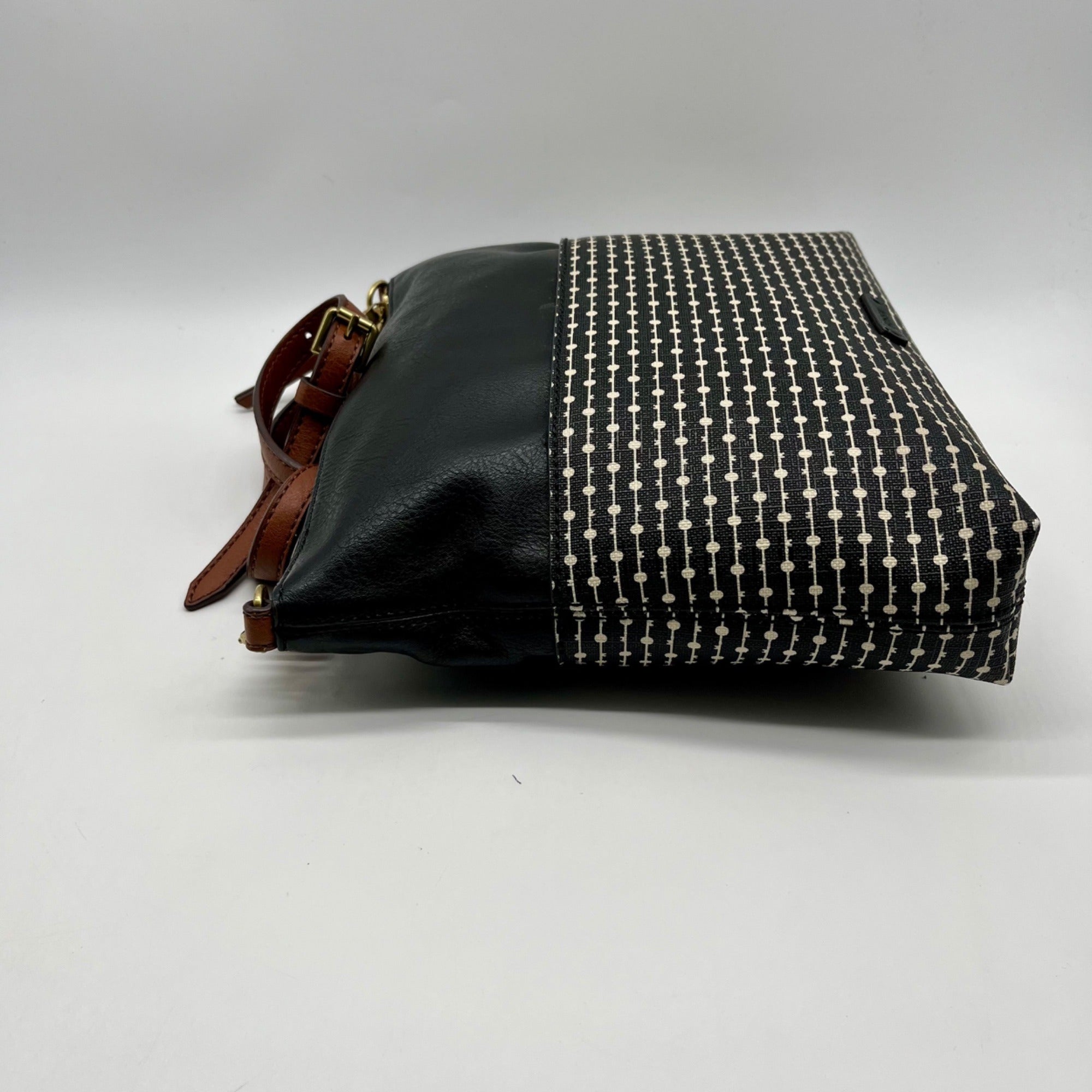 Fossil Black Fiona Striped Crossbody Bag