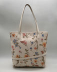 Lauren Conrad Cream Faux Leather Floral Tote Bag