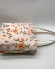 Lauren Conrad Cream Faux Leather Floral Tote Bag