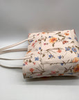 Lauren Conrad Cream Faux Leather Floral Tote Bag