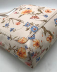 Lauren Conrad Cream Faux Leather Floral Tote Bag