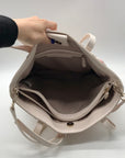Lauren Conrad Cream Faux Leather Floral Tote Bag