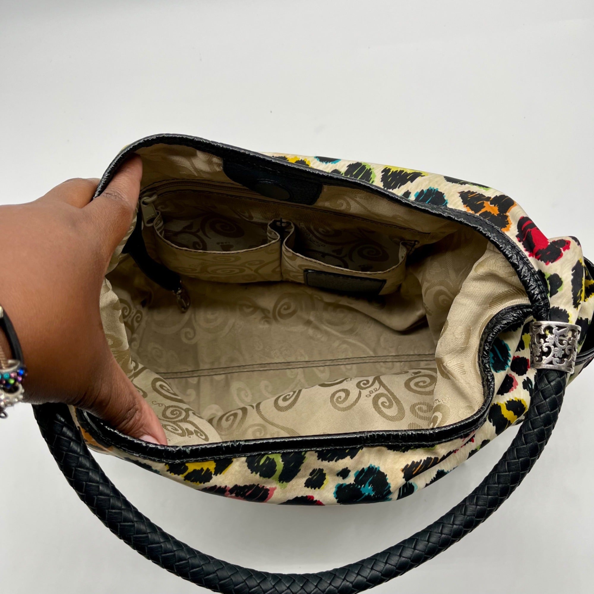 Brighton Soft Multicolor Leopard Print Fabric Shoulder Bag