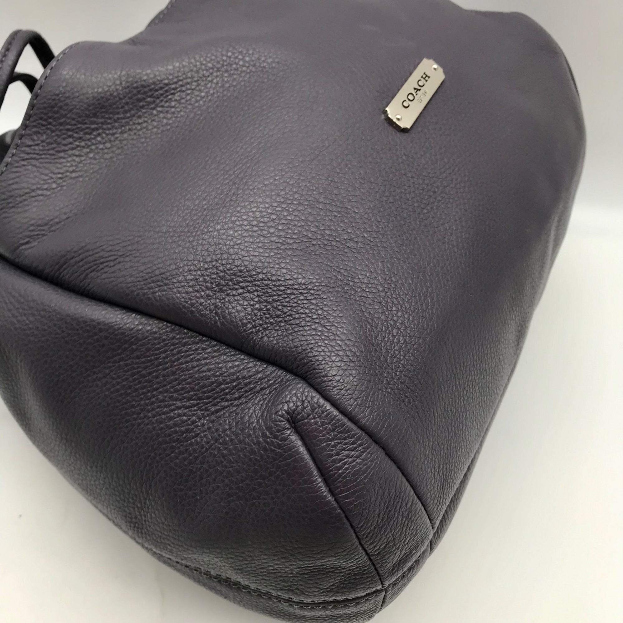 Coach Stone Gray Pebbled Leather Avery Drawstring Bucket Bag  F27003