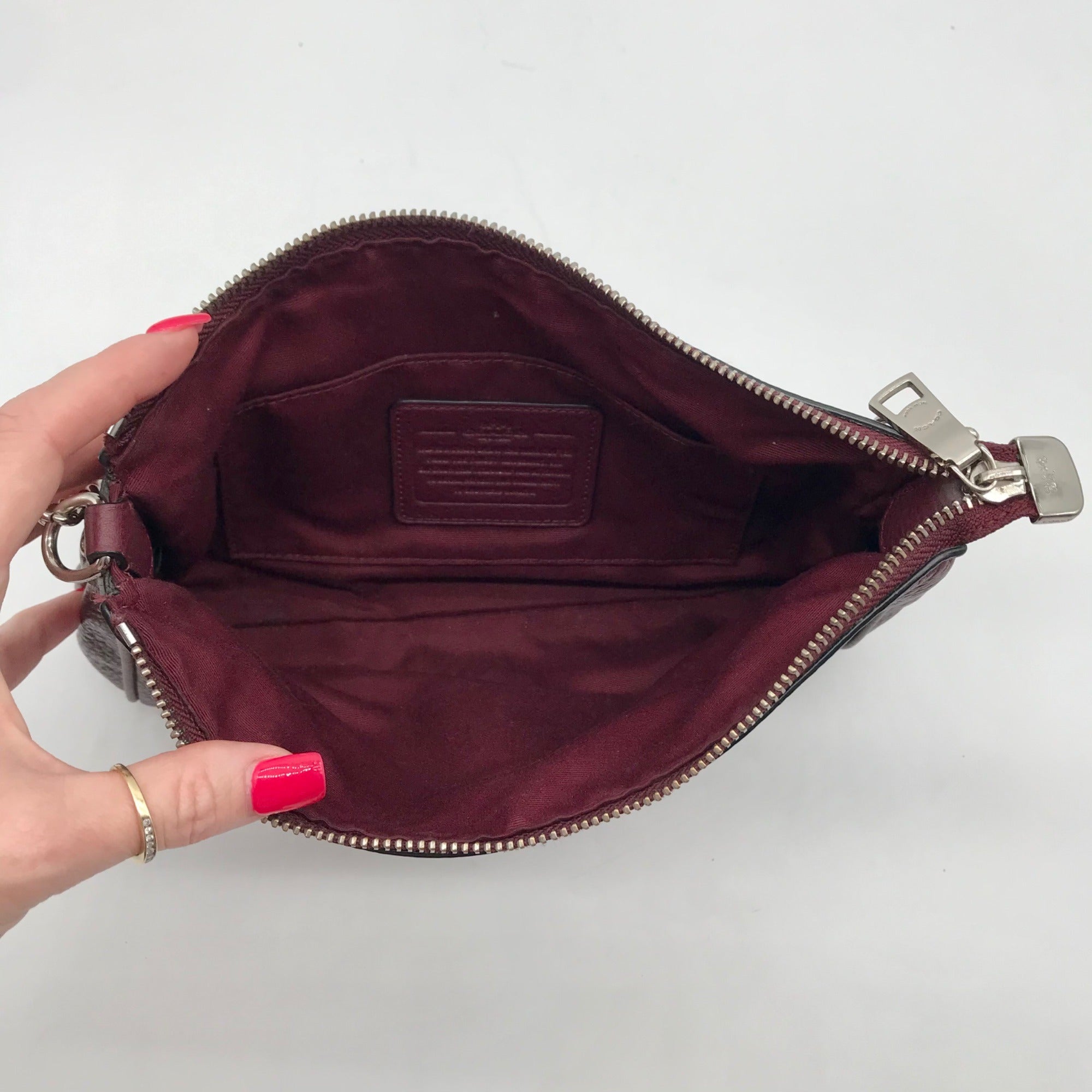 Coach Red Wine Pebbled Leather Carrie Convertible Crossbody Bag
