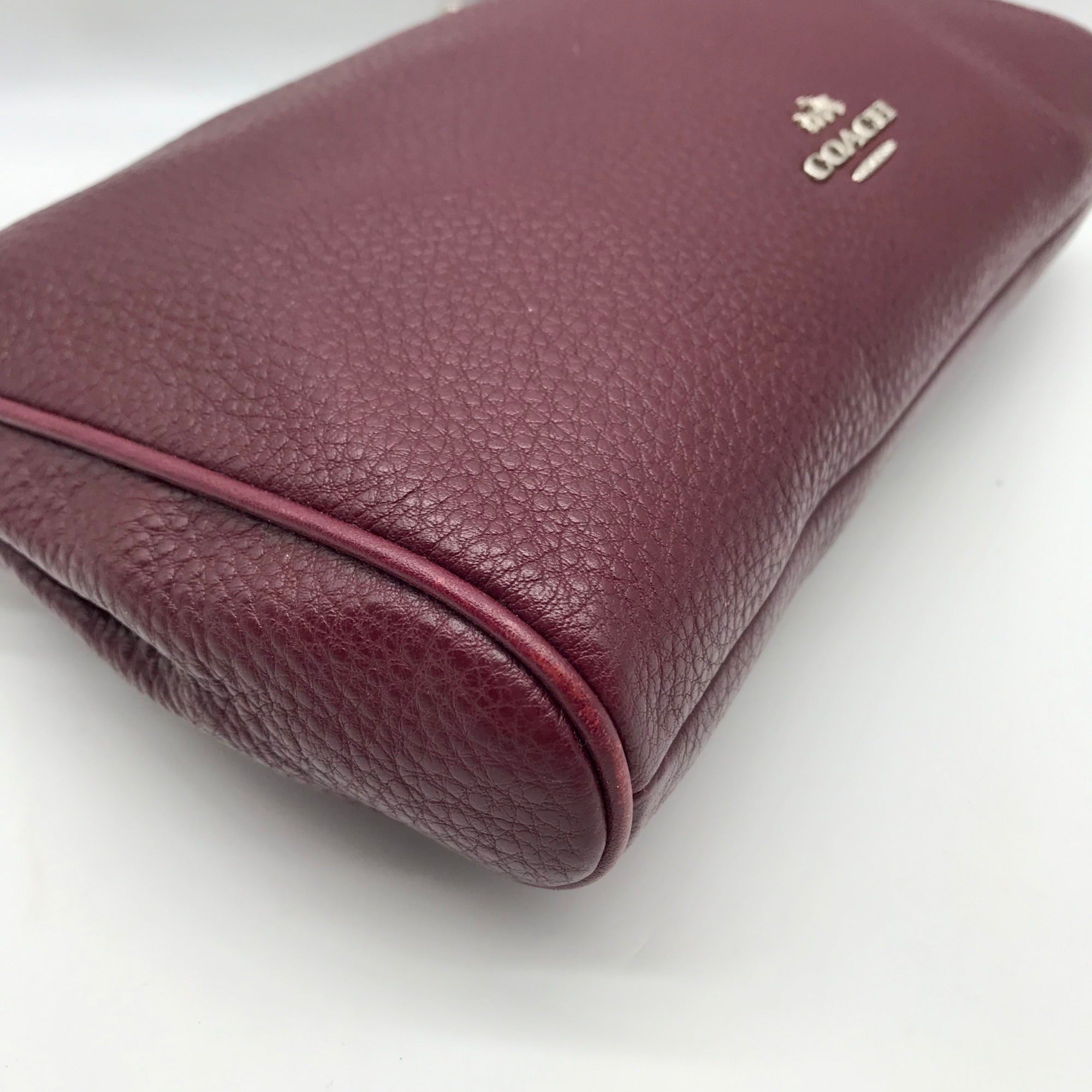 Coach Red Wine Pebbled Leather Carrie Convertible Crossbody Bag