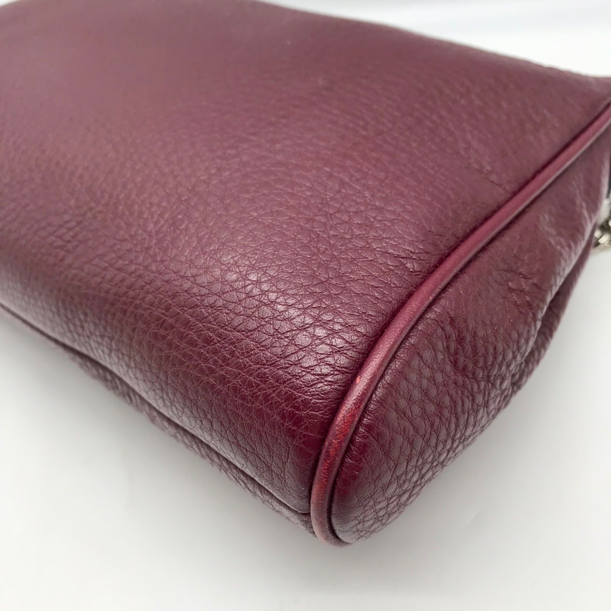 Coach Red Wine Pebbled Leather Carrie Convertible Crossbody Bag