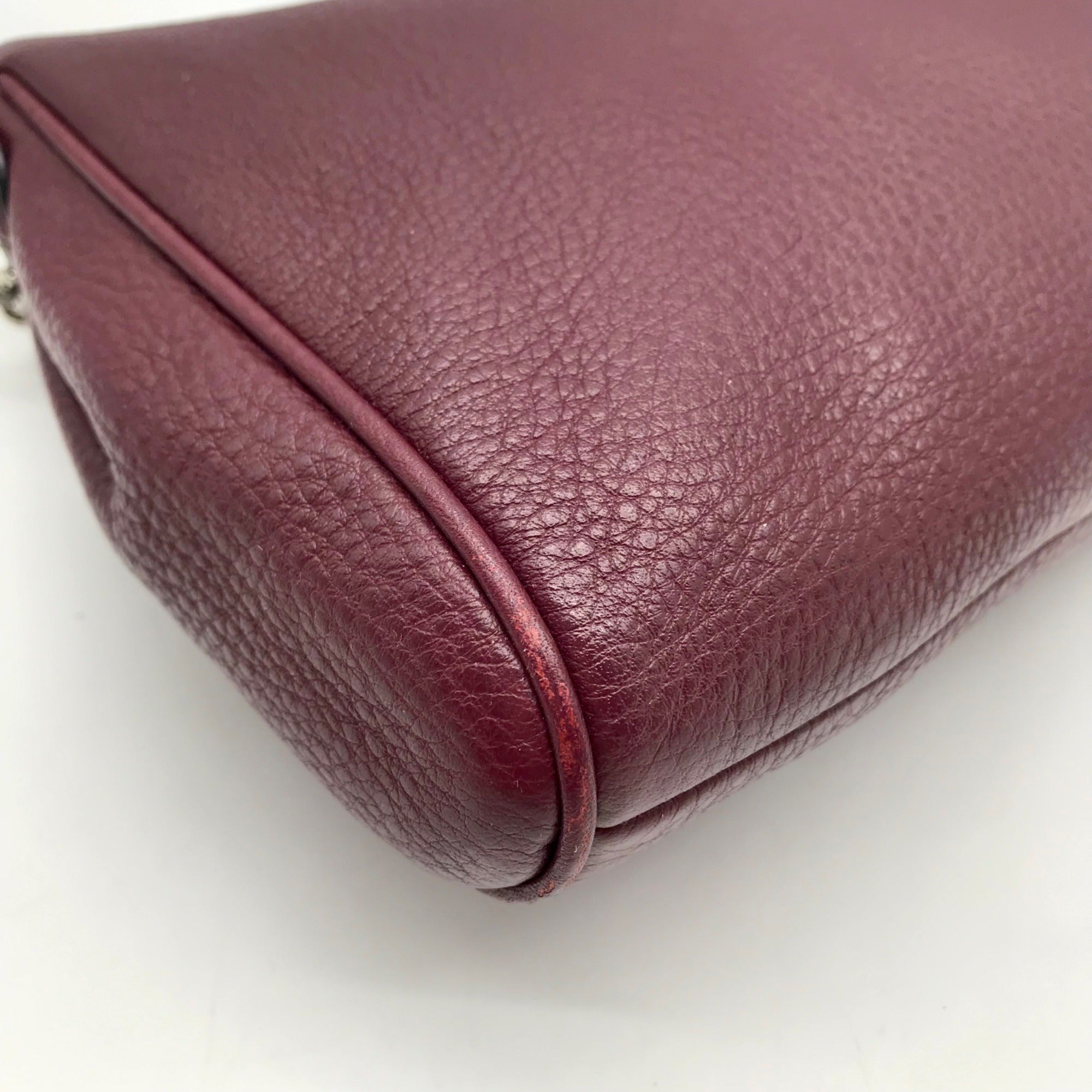 Coach Red Wine Pebbled Leather Carrie Convertible Crossbody Bag