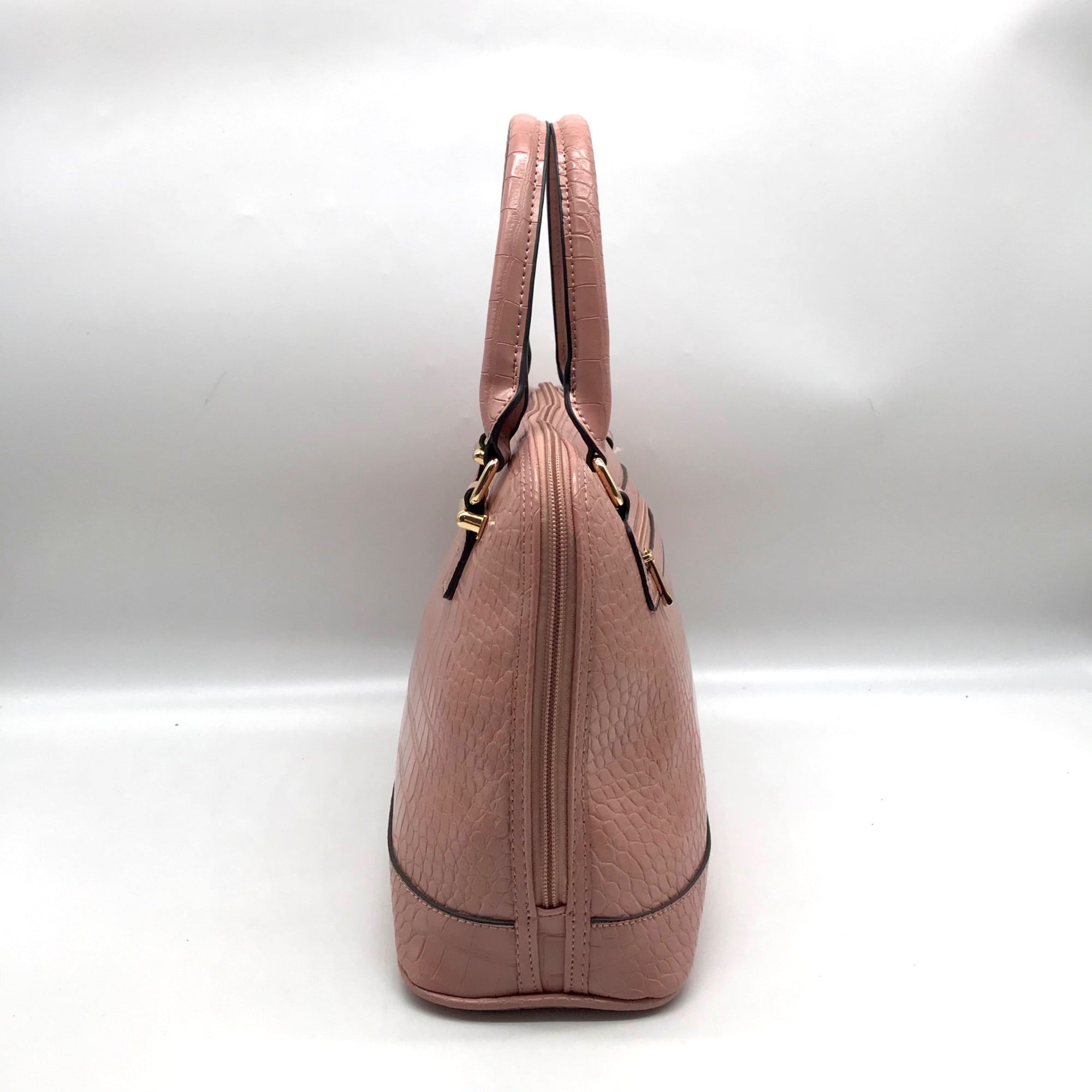 Giani Bernini Dusty Pink Croc Embossed Faux Leather Dome Satchel