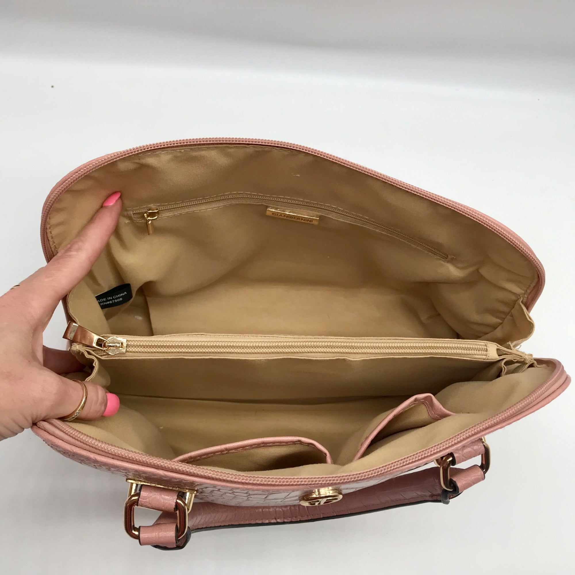 Giani Bernini Dusty Pink Croc Embossed Faux Leather Dome Satchel
