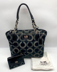 Coach Black & Gray Signature Sateen Madison Tote & Matching Wallet 20483