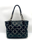 Coach Black & Gray Signature Sateen Madison Tote & Matching Wallet 20483