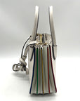 Michael Kors White Mercer Rainbow Trim Crossbody Tote