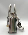 Michael Kors White Mercer Rainbow Trim Crossbody Tote