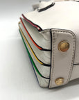 Michael Kors White Mercer Rainbow Trim Crossbody Tote