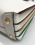 Michael Kors White Mercer Rainbow Trim Crossbody Tote