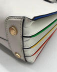 Michael Kors White Mercer Rainbow Trim Crossbody Tote