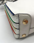 Michael Kors White Mercer Rainbow Trim Crossbody Tote