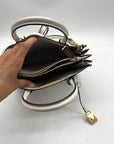 Michael Kors White Mercer Rainbow Trim Crossbody Tote