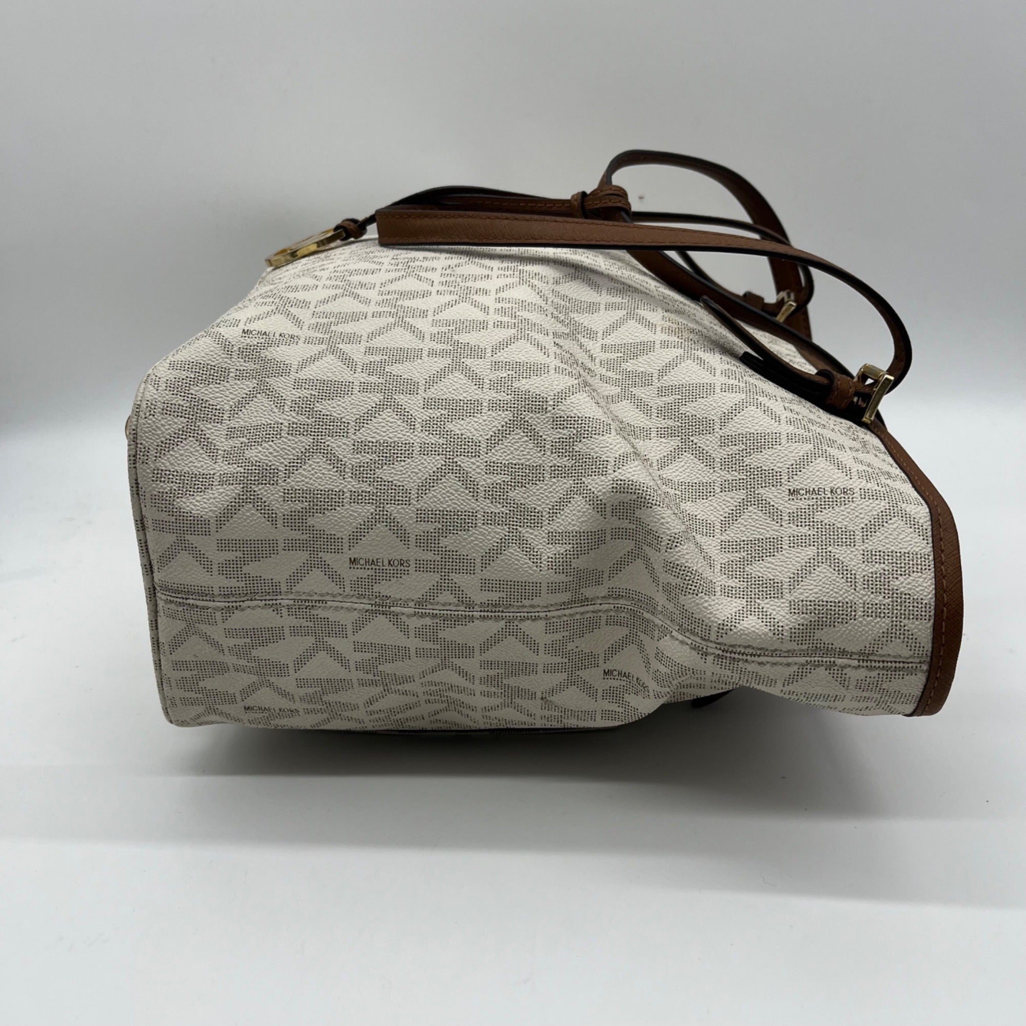 Michael Kors Beige Medium Jet Set Logo Pocket Tote Bag