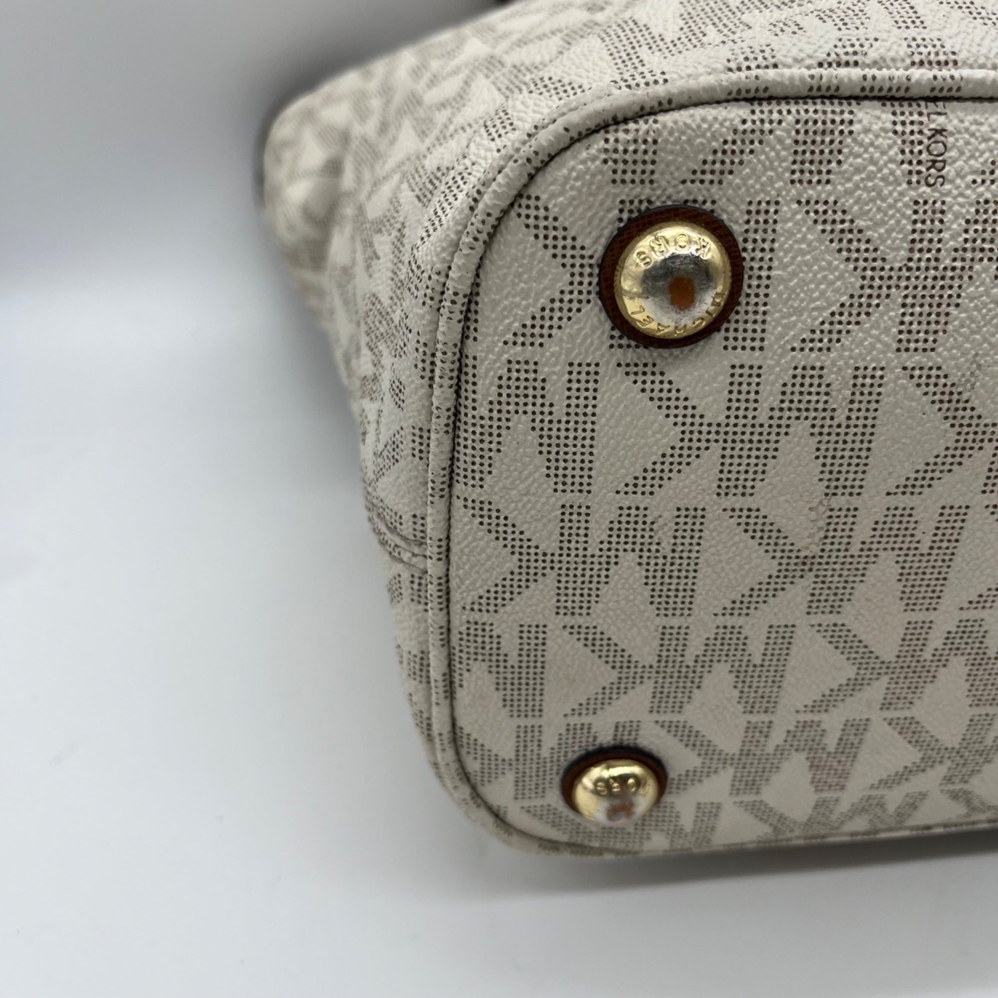 Michael Kors Beige Medium Jet Set Logo Pocket Tote Bag