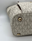 Michael Kors Beige Medium Jet Set Logo Pocket Tote Bag