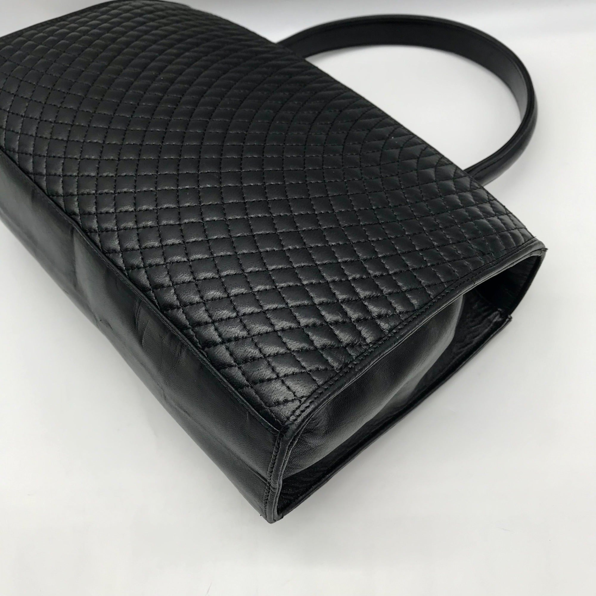 Bally Black Quilted Leather Top Handle Handbag