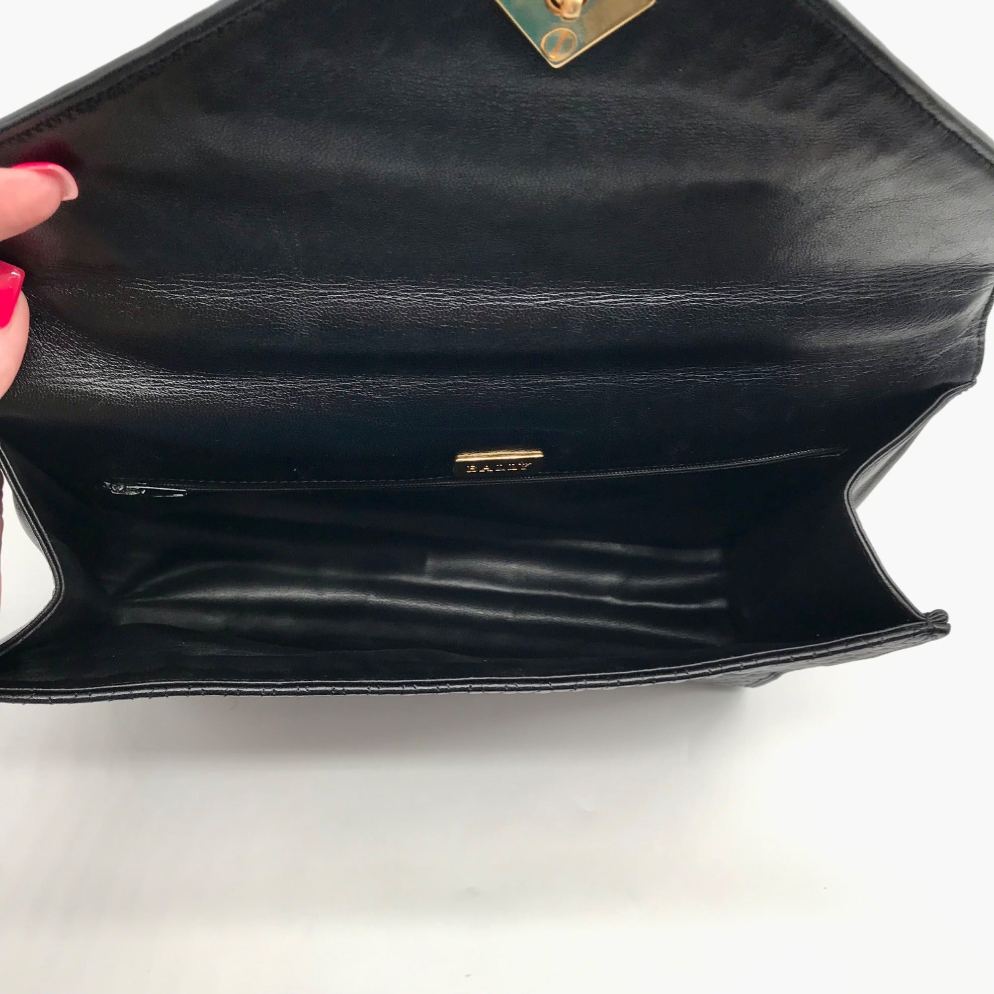 Bally Black Quilted Leather Top Handle Handbag
