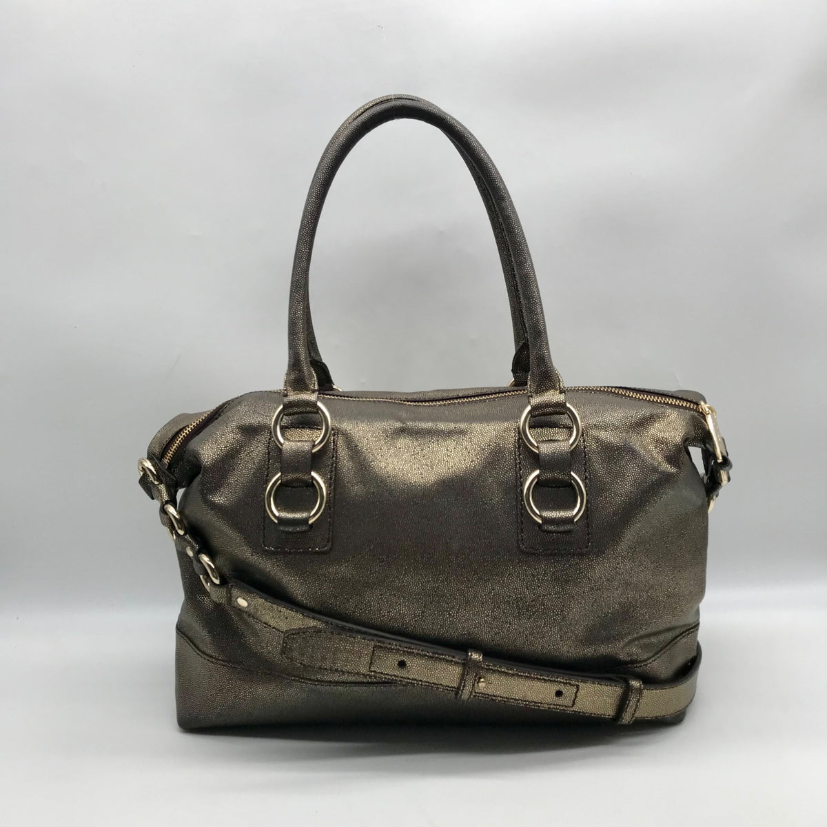 Cole Haan Metallic Bronze Leather Convertible Satchel
