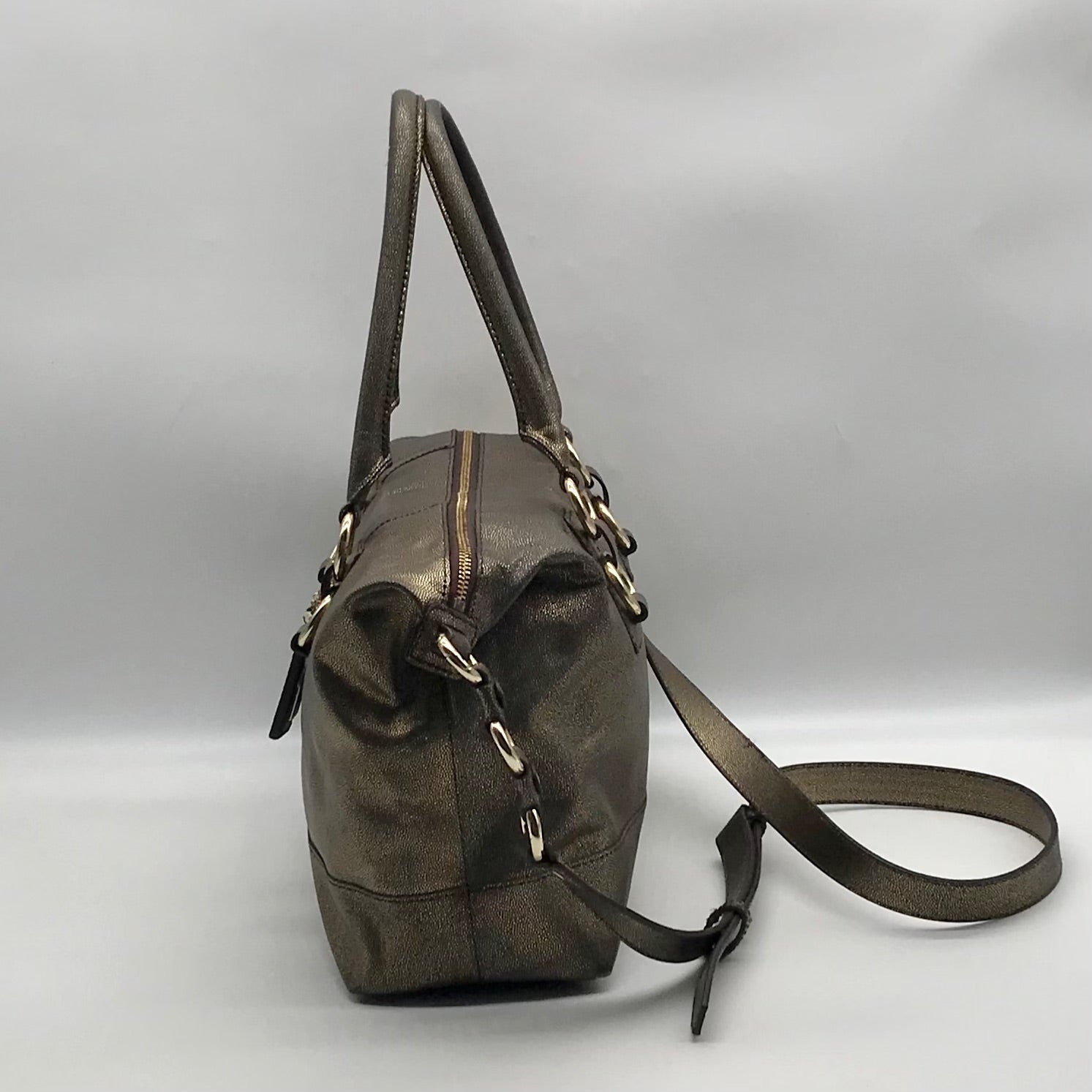 Cole Haan Metallic Bronze Leather Convertible Satchel
